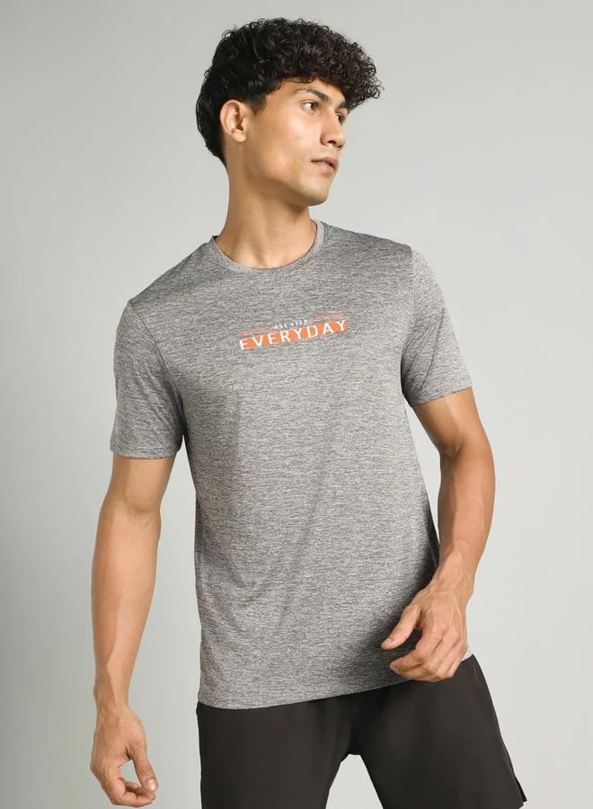 Cult Men Dark Grey Slogan Training T-Shirt