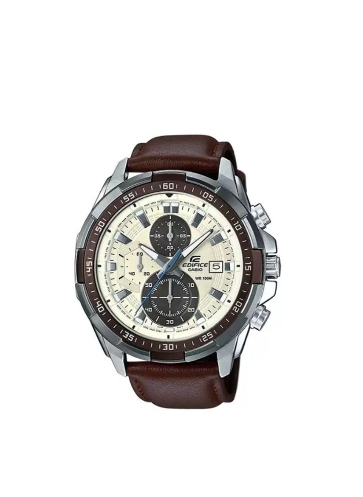 CASIO Men's Leather Chronograph Wrist Watch EFR 539L-7A  - Image 1