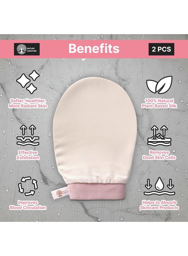 Nature Creature – Natural Silk Exfoliating Glove (2pcs) for Face, Body, and Hands | Natural Body Scrubber for Dead Skin Removal | Eco-Friendly, Chemical-Free, Perfect for Spa, Bath, and Shower - Image 2