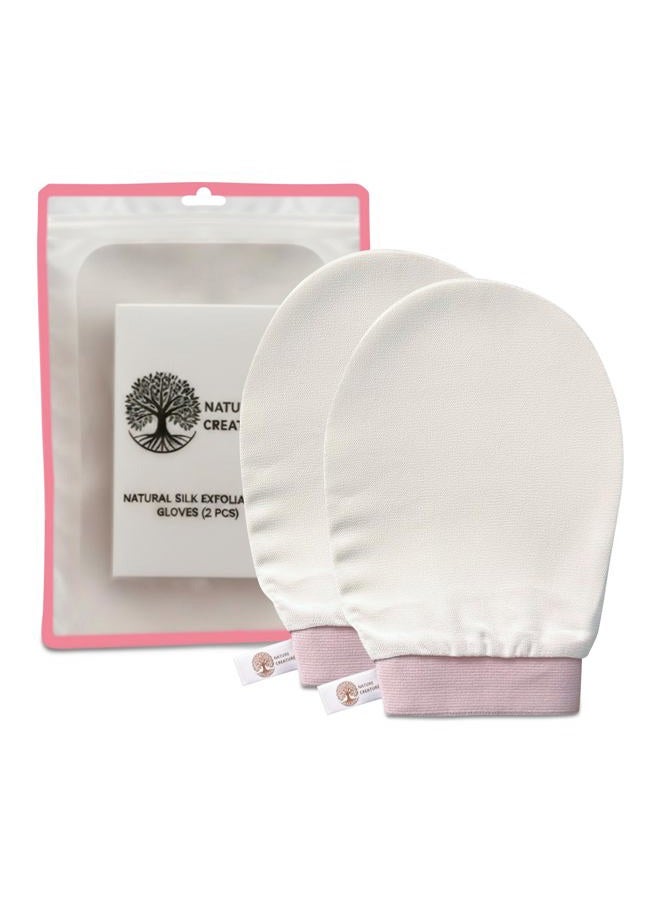 Nature Creature – Natural Silk Exfoliating Glove (2pcs) for Face, Body, and Hands | Natural Body Scrubber for Dead Skin Removal | Eco-Friendly, Chemical-Free, Perfect for Spa, Bath, and Shower - Image 1
