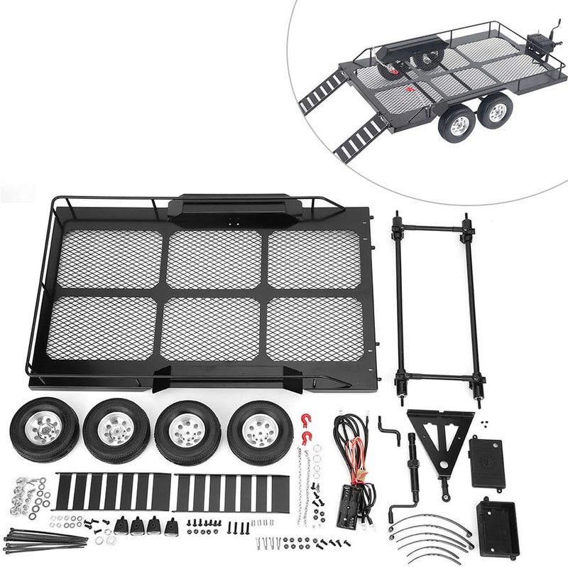 klarako 1/10 Scale Accessories, Durable High Bearing Capacity RC Trailer Abrasion Proof with 4 Tires for RC Car for 90046 90047 CCklarako - Image 2