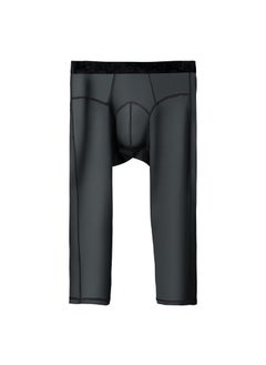 Generic Mens Fleece-lined Warm Leggings Autumn Winter Stretch Dark gray  - Image 1