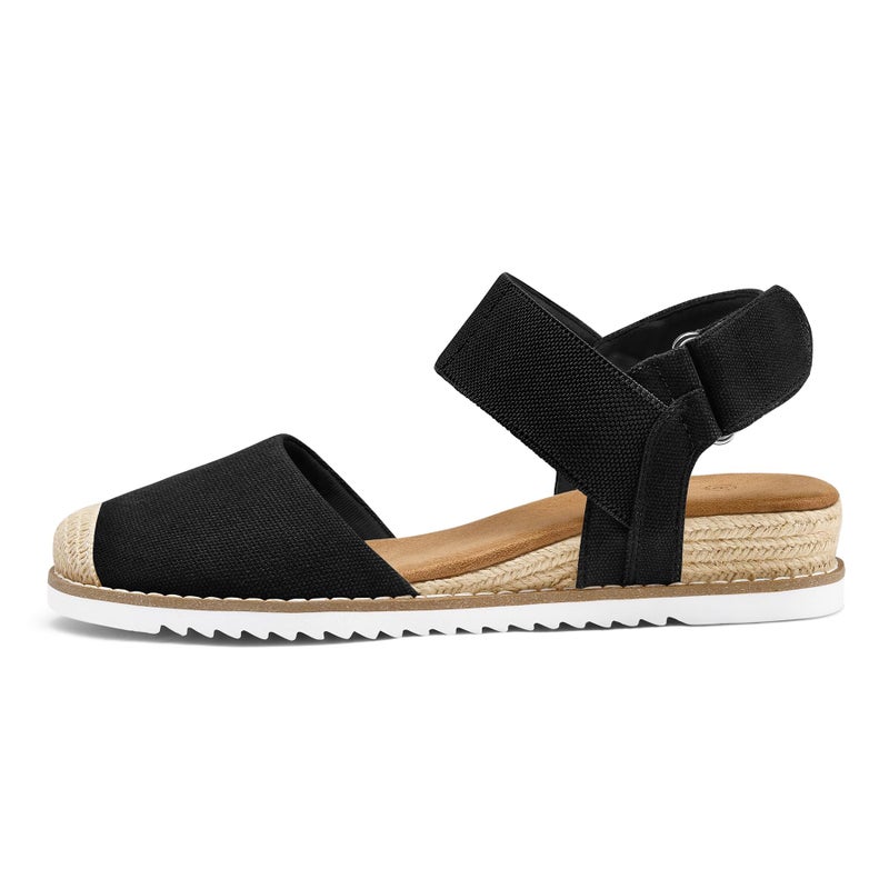 mysoft Women's Low Wedge Sandals Comfortable Closed Toe Espadrilles Slip on Elastic Ankle Strap Walking Sandals - Image 4