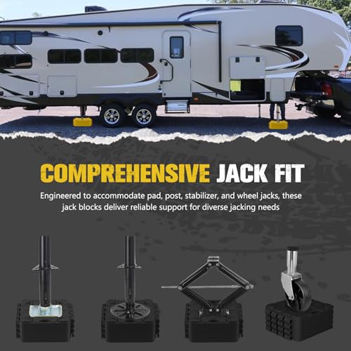 BUNKER INDUST RV Leveling Blocks/Stackable Jack Blocks/Interlocking Design for Customizable Recovery Boards, 10 Pack Multifunctional Wheels Stabilizer Blocks with Bag for Camper Trailer (Black) - Image 3