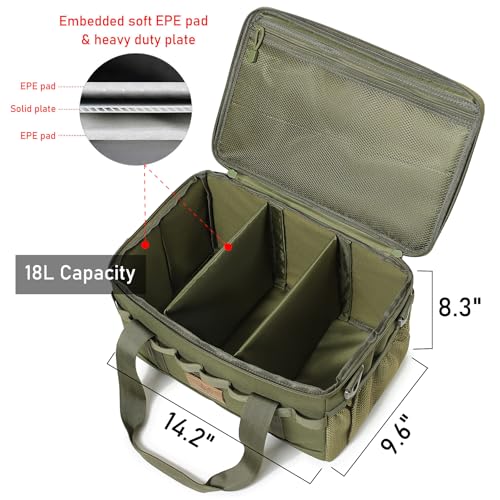 Lemubeane Tactical Camping Storage Bag 18L Tactical Utility Tote Bag Camping Cookware Organizer Trunk Organizer Army Green - Image 3