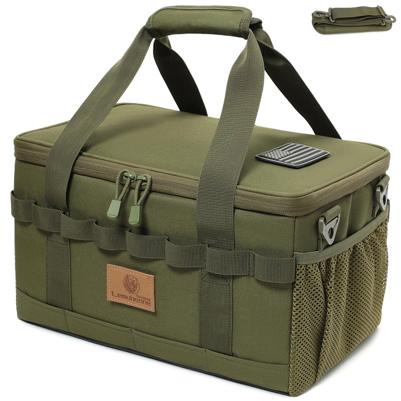 Lemubeane Tactical Camping Storage Bag 18L Tactical Utility Tote Bag Camping Cookware Organizer Trunk Organizer Army Green - Image 2