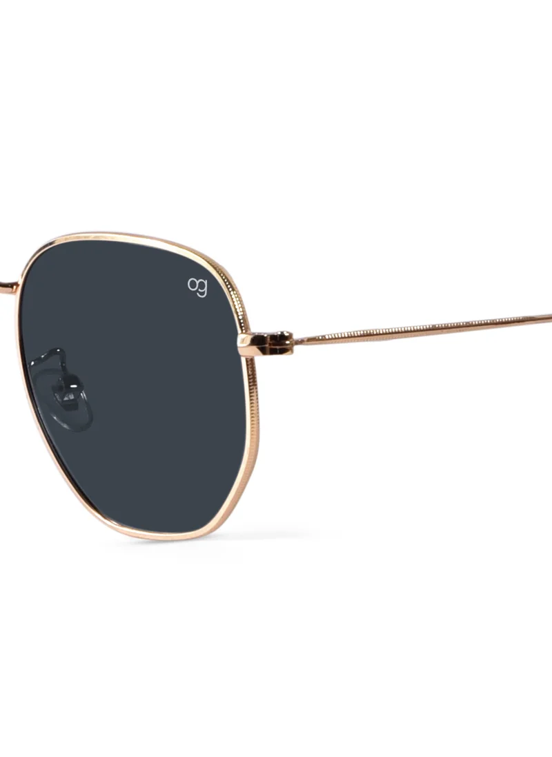 Woggles Golden Polarized Hexagonal Sunglasses
