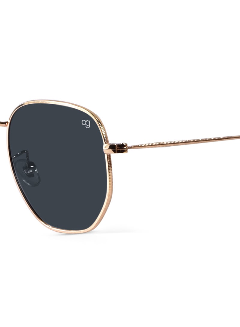 Woggles Golden Polarized Hexagonal Sunglasses  - Image 2