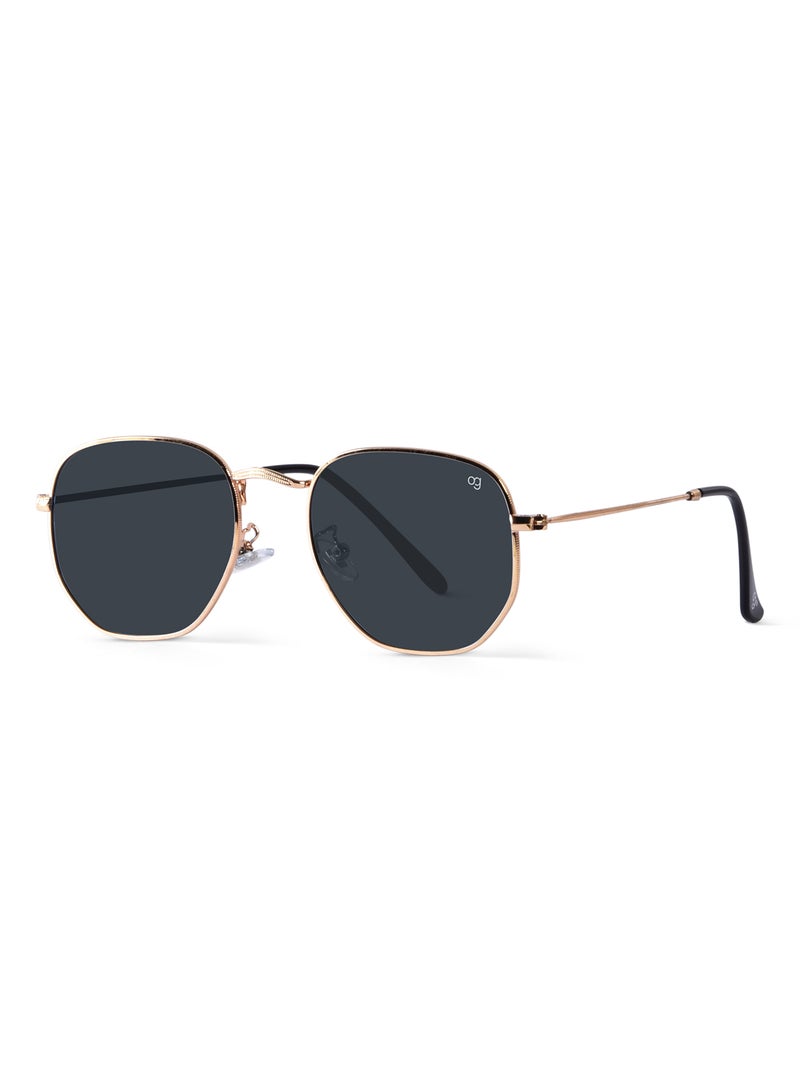 Woggles Golden Polarized Hexagonal Sunglasses  - Image 4