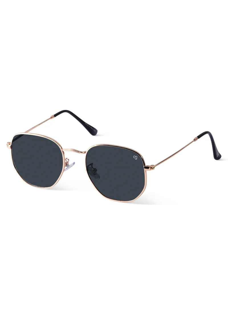 Woggles Golden Polarized Hexagonal Sunglasses