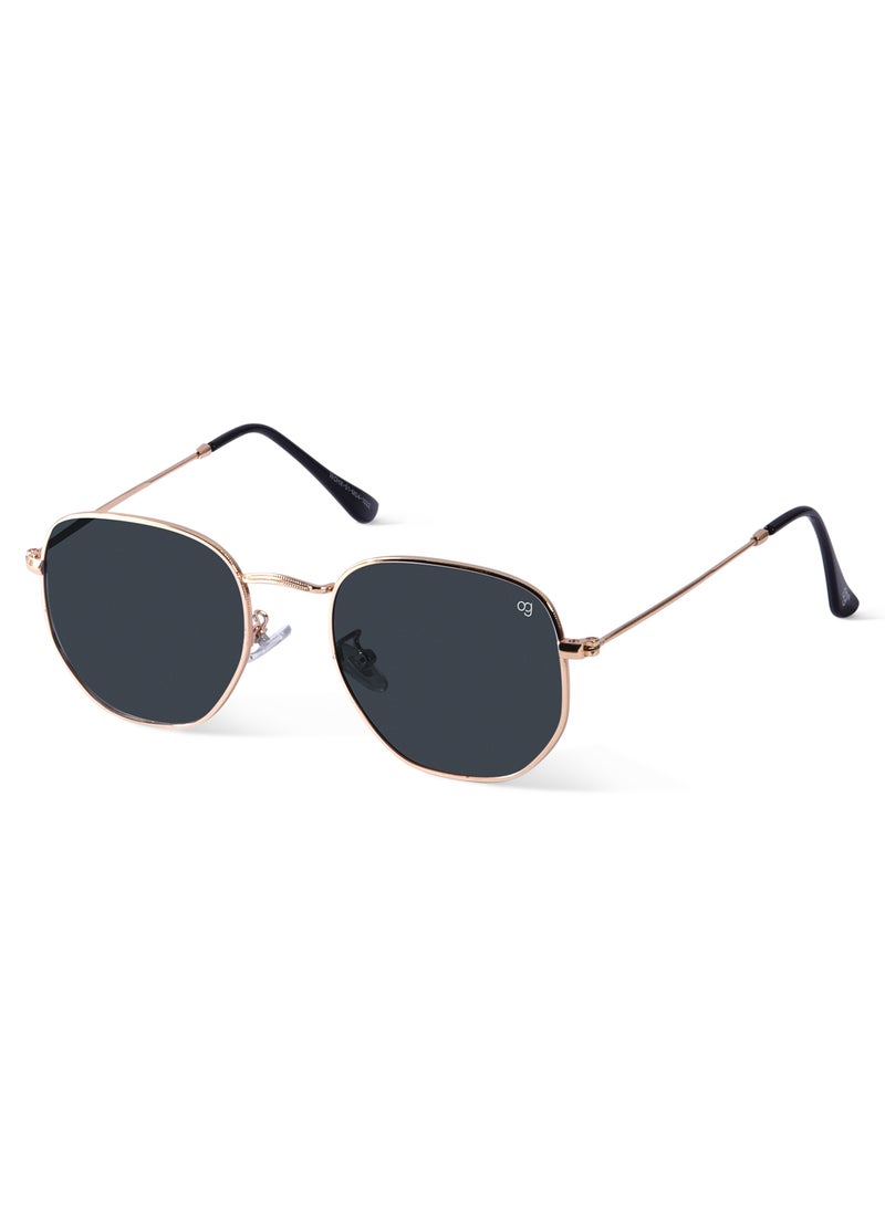 Woggles Golden Polarized Hexagonal Sunglasses  - Image 1