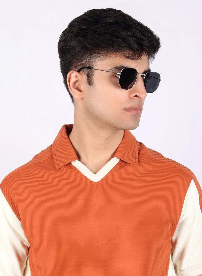 Woggles Golden Polarized Hexagonal Sunglasses