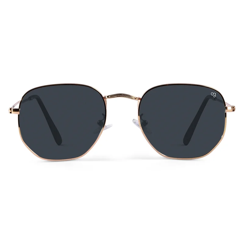 Woggles Golden Polarized Hexagonal Sunglasses