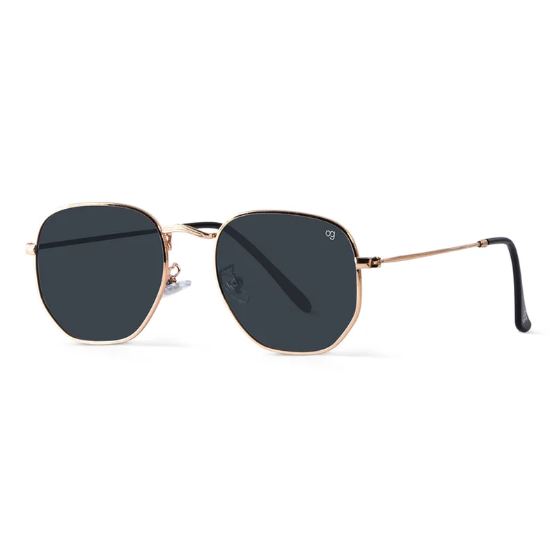 Woggles Golden Polarized Hexagonal Sunglasses