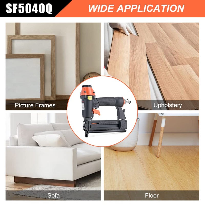 DOTOOL Pneumatic Brad Nailer,18 Gauge,2 in 1 Air Nail Gun Staple Gun,Accepts 2 Inch Brad Nails and Crown 1-5/8 inch Staples,with Carrying Case and 1000pcs Nails,for Carpentry, DIY,Woodworking - Image 2