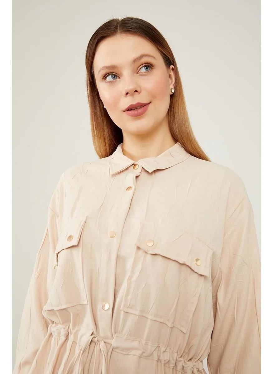 Levidor Beige Waist Drawstring Trousers Sports Suit