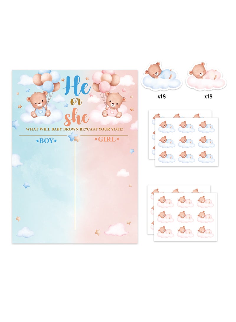 إسكدنيا لوحة الكشف عن جنس الطفل مع مجموعة ملصقات ألعاب ملصقات لحفلات استقبال المولود الجديد - Image 1