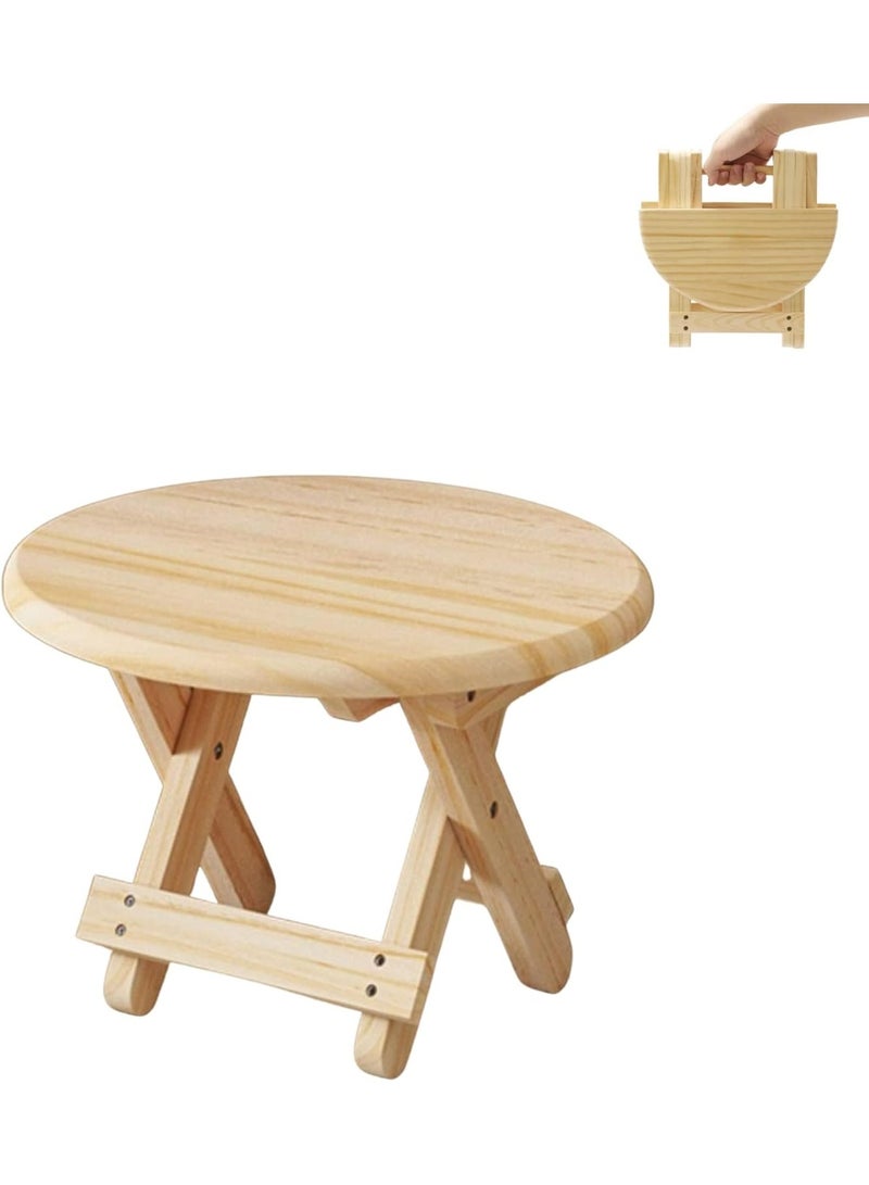 موثوقية التنبؤ مقعد خشبي قابل للطي، مقعد خشبي دائري محمول، مقعد أطفال من الخيزران للسفر، مسند للقدمين للمنزل والحمام والمطبخ والحديقة والمكتب، يتحمل وزن 90 كجم للأطفال والكبار - Image 1