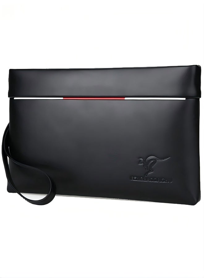 Bengal Mens Super Slim Anti Theft Clutch Bag PU Textured Soft Leather Minimalist Large Wallet with Wristband Zipper Checkbook Card Case Business Gift for Men Black - Image 1