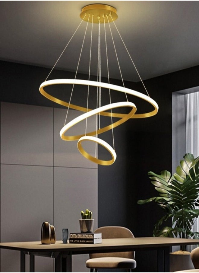 Goeco - Dimmable LED Chandeliers Circel Shape with Remote Control Golden - Image 1