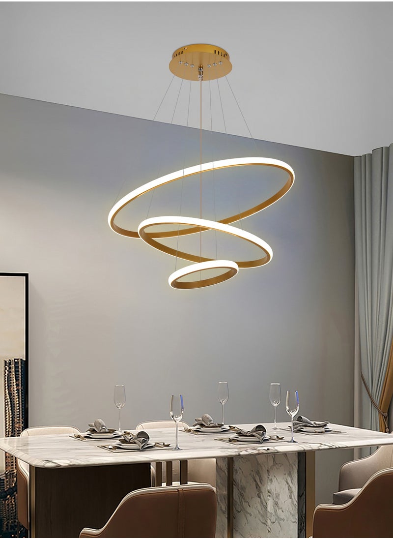 Goeco - Dimmable LED Chandeliers Circel Shape with Remote Control Golden - Image 1