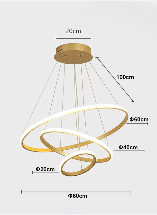 Goeco - Dimmable LED Chandeliers Circel Shape with Remote Control Golden - Image 1