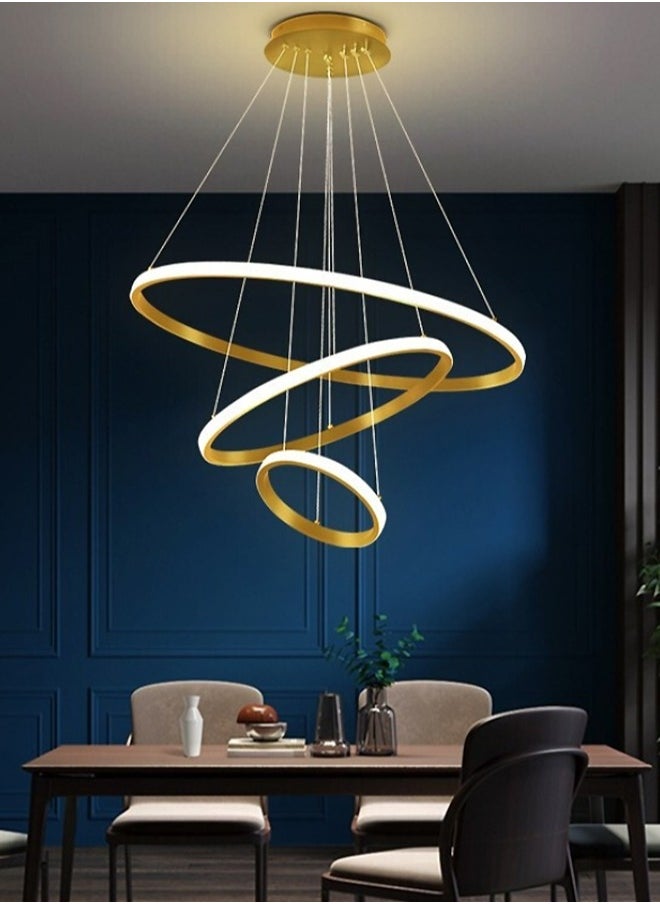 Goeco - Dimmable LED Chandeliers Circel Shape with Remote Control Golden - Image 1