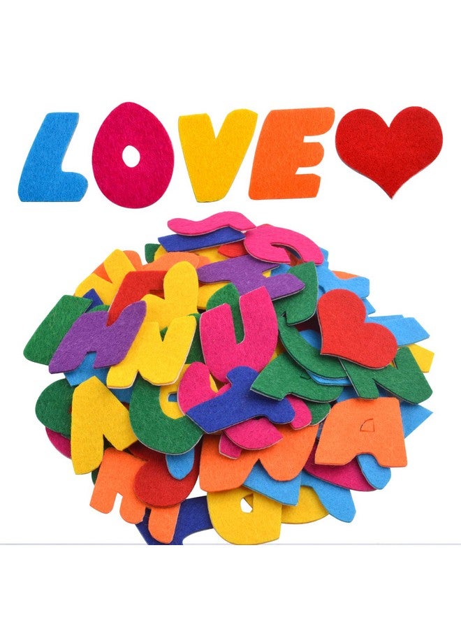 Aylifu Felt Letter Stickers 104 Pcs Assorted Colors Self Adhesive Letters Felt Alphabet Stickers A Z With 4Pcs Heart Stickers For Kids Decoration Arts And Crafts - Image 2