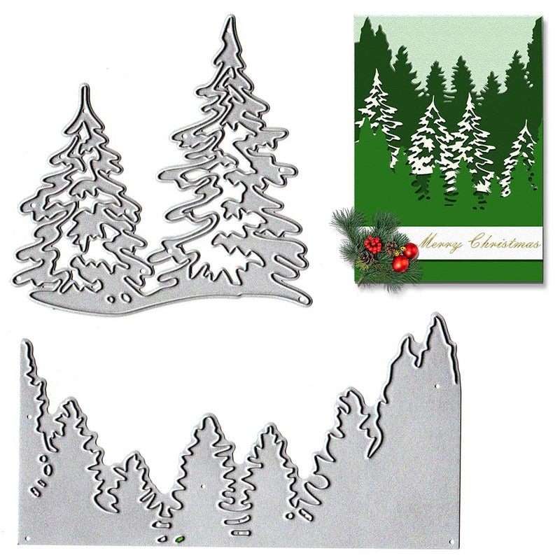 Metal Christmas Tree Background Cutting Dies Pine Trees Die Cuts Embossing Stencils Template Mould for Card Scrapbooking and DIY Craft Album Paper Card Decor