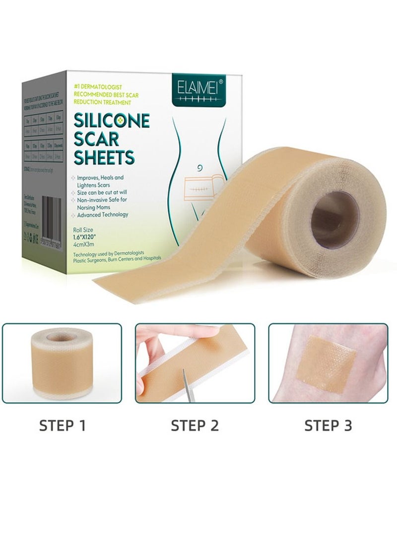 Elaimei 3M Silicone Scar Removal Sheets Roll Soften and Flattens Scars Resulting from Surgery Injury Burns Acne C-section  Soft Scar Sheet Roll Scar Removal Strips  - Image 2