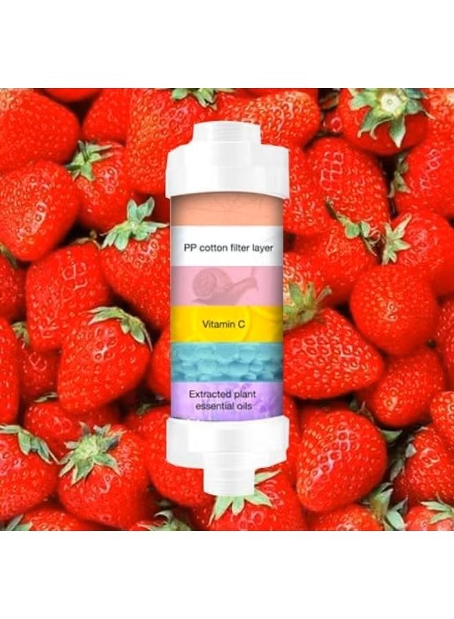 رأس فلتر دش بفيتامين سي مع رائحة الفراولة - مُنعم للماء العسر للشعر والبشرة، رأس دش معطر لإزالة الكلور، فلتر مرطب لحمام السبا - Image 2