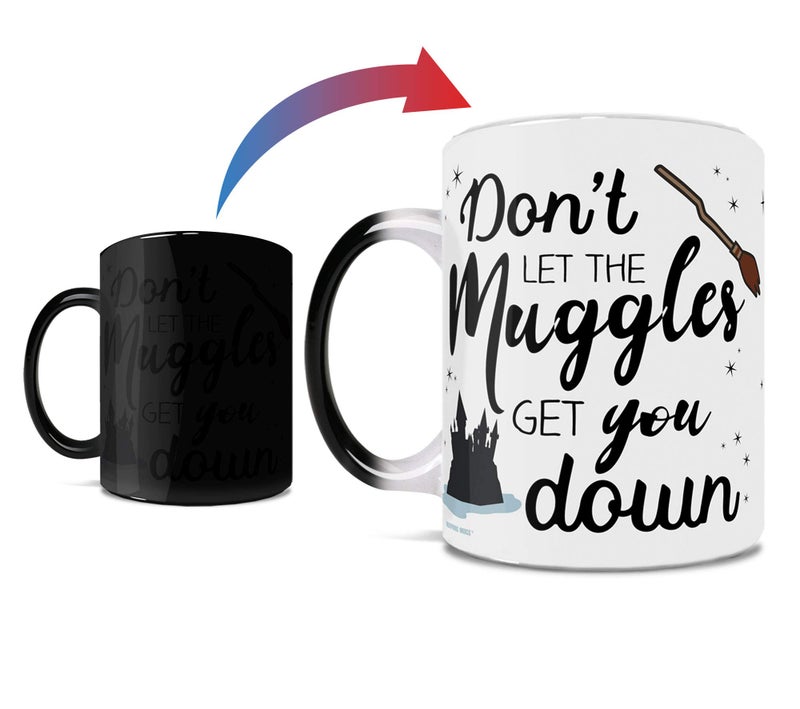 Morphing Mugs Harry Potter Dont Let the Muggles Get You Down Quote 11 oz Heat Sensitive Mug Ceramic Color Changing Coffee Tea Mug