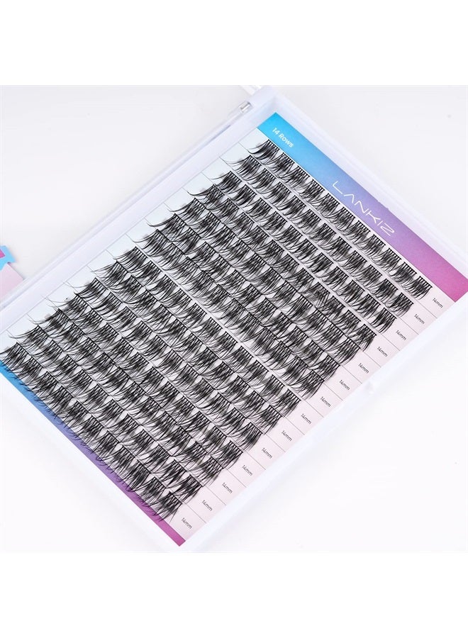 LANKIZ DIY Eyelash Extensions,Individual Lash Extensions Clusters,154 Clusters, Soft and Lightweight 14mm Only Mix Resuale Wide Band Cluster Lashes for Home use (Natural C curl) - Image 1