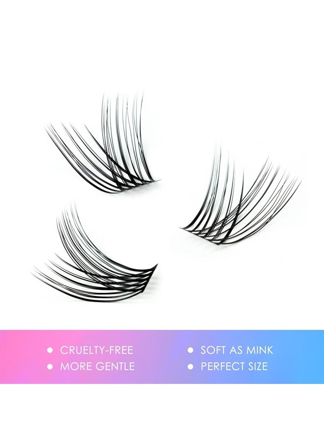 LANKIZ DIY Eyelash Extensions,Individual Lash Extensions Clusters,154 Clusters, Soft and Lightweight 14mm Only Mix Resuale Wide Band Cluster Lashes for Home use (Natural C curl) - Image 2