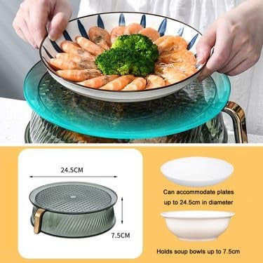VPGS VPGS Multifunctional Vegetable Cover, Food Storage Container, Modern and Stackable, 32 x 8 cm, Green, Multilayer, Great Sealed  - Image 2