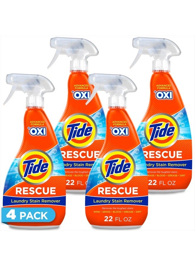 Tide Laundry Stain Remover with Oxi, Rescue Clothes, Upholstery, Carpet and more from Tough Stains, Stain Treater, 22 Fl Oz (Pack of 4) - Image 1