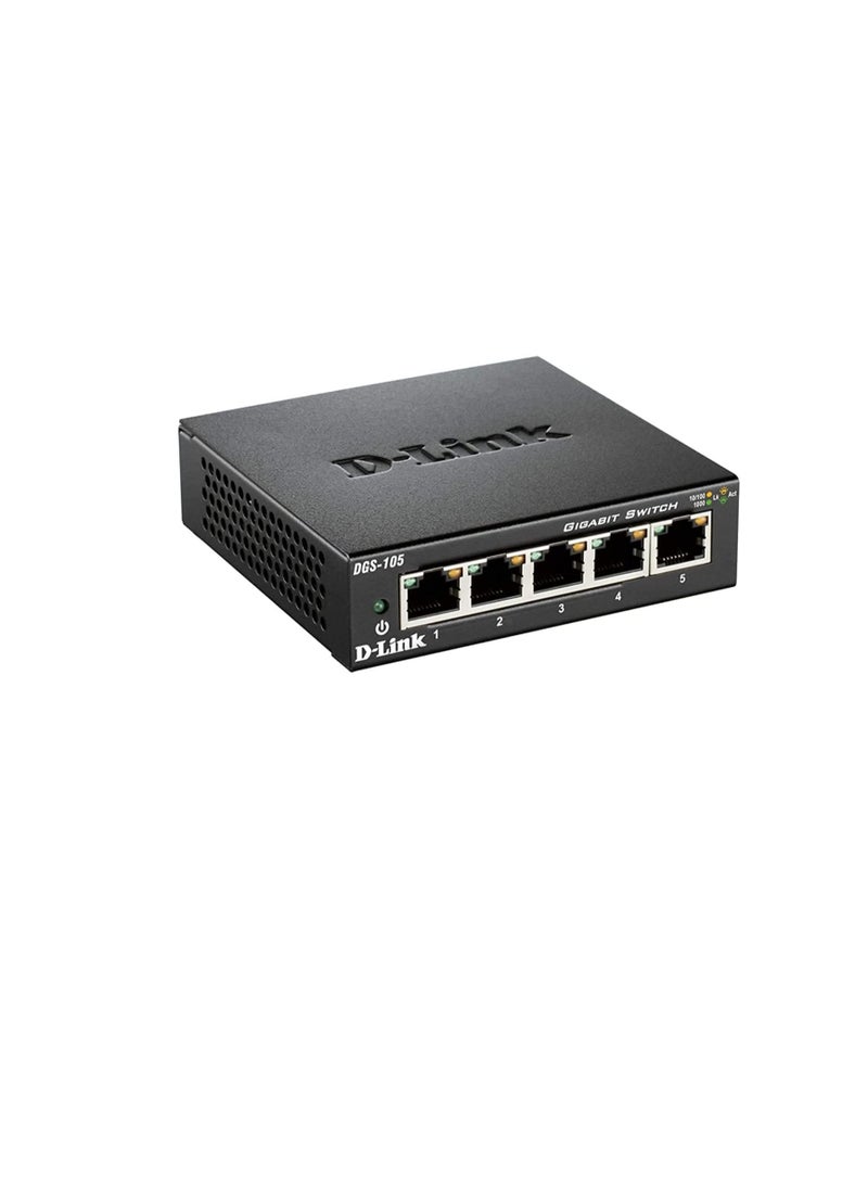 D Link Gigabit Unmanaged Metal Desktop Switch up to 2Gbps Speed in Full Duplex, Supports IEEE802.1p QoS Prioritzation 10/100/1000 Mbit/s DGS 105/B 5 Port, DGS-105-2GBPS - Image 3