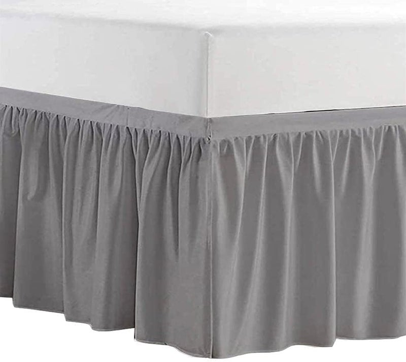 Yarns of Cotton Dorm Room Bed Skirt - College Dorm Bed Skirt - Long Bed Skirt Dorm - Extra Long Dorm Room Bed Skirt - Elegant Design Brushed Microfiber - 1000 Series Bedskirts - Twin-XL - 32"" Drop  Silver - Image 2