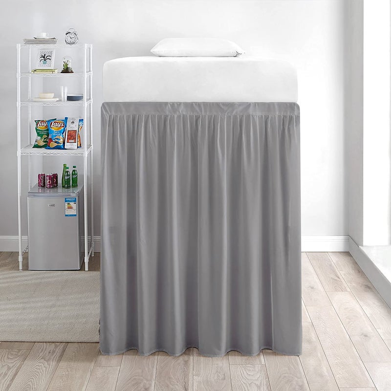 Yarns of Cotton Dorm Room Bed Skirt - College Dorm Bed Skirt - Long Bed Skirt Dorm - Extra Long Dorm Room Bed Skirt - Elegant Design Brushed Microfiber - 1000 Series Bedskirts - Twin-XL - 32"" Drop  Silver - Image 3