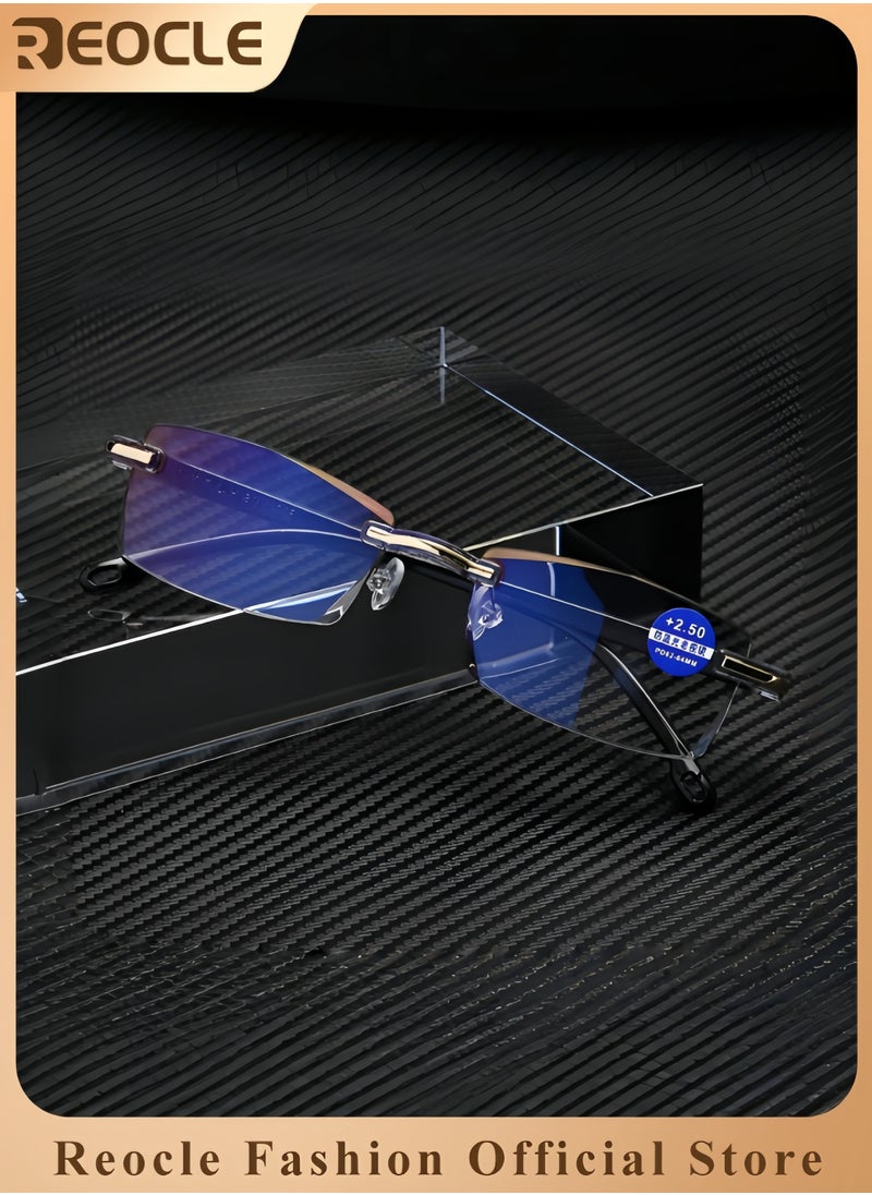 Reading Glasses HD Anti-Blue Diamond Cut Edge Frameless Reading Glasses Computer Reader for Men Women