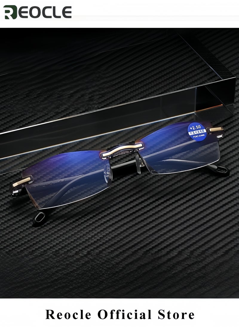 Reading Glasses HD Anti-Blue Diamond Cut Edge Frameless Reading Glasses Computer Reader for Men Women