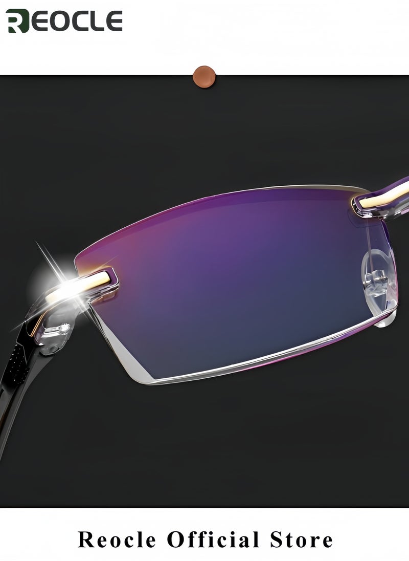Reading Glasses HD Anti-Blue Diamond Cut Edge Frameless Reading Glasses Computer Reader for Men Women