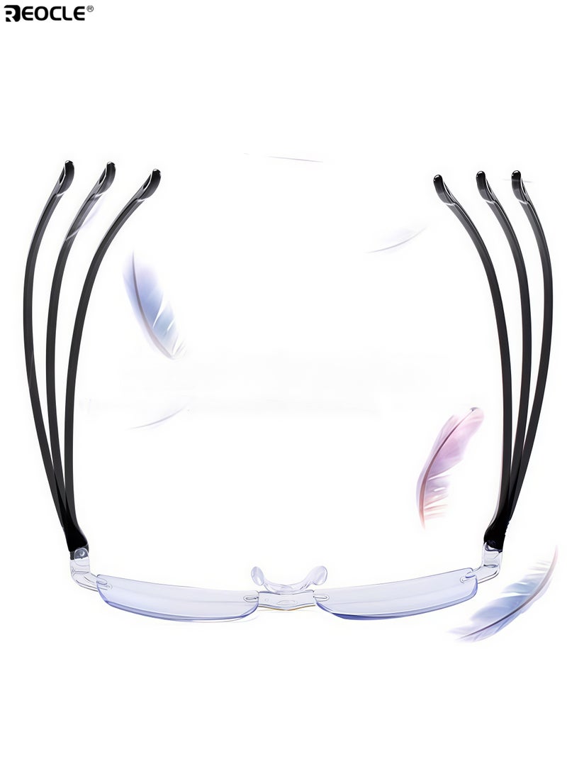 REOCLE Reading Glasses HD Anti-Blue Diamond Cut Edge Frameless Reading Glasses Computer Reader for Men Women - Image 5