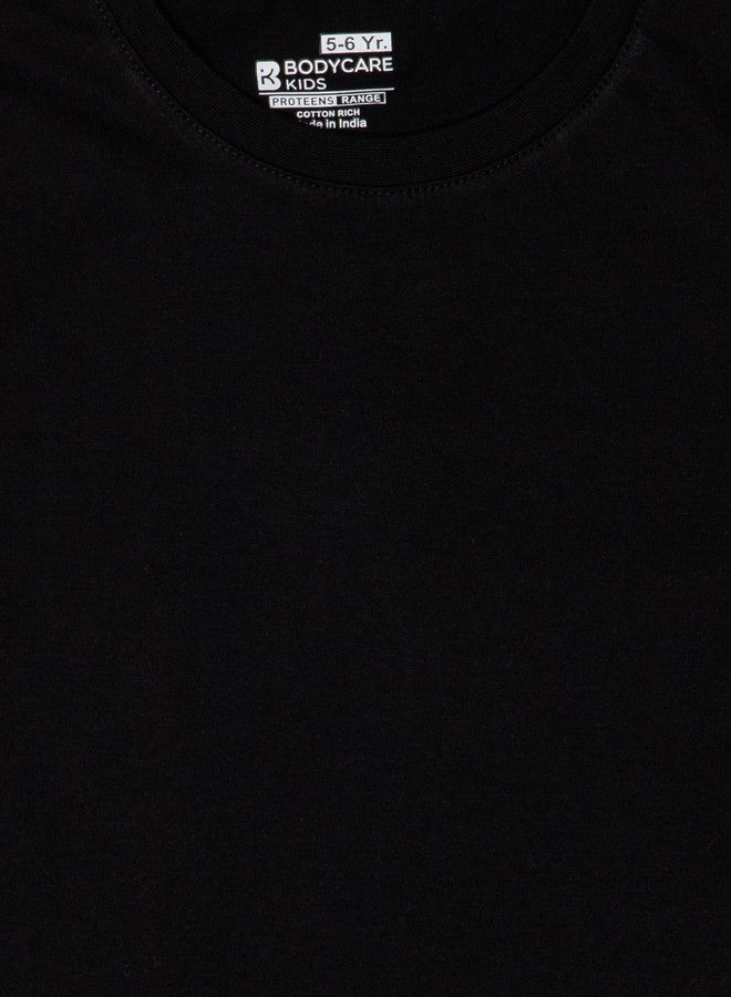 BODYCARE Girls Round Neck Full Sleeves Solid Tshirt - Black - Image 3
