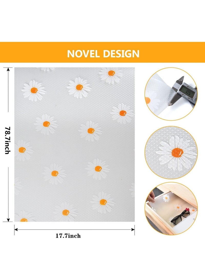 ChicAbode بطانة خزانة الرف، 17.7 × 78.7 بوصة، بطانة رف المطبخ، بطانات صناديق الخزانة، وسادة خزانة غير انزلاقية من EVA، بطانة الثلاجة، لخزانات المطبخ، الثلاجة، رفوف الصناديق، أرضيات الطاولات، زهور - Image 2