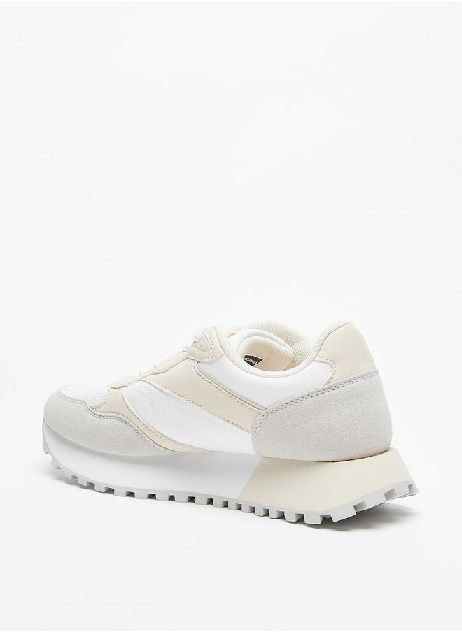 Lee Cooper Women's Colourblock Low Ankle Sneakers with Lace-Up Closure  - Image 2