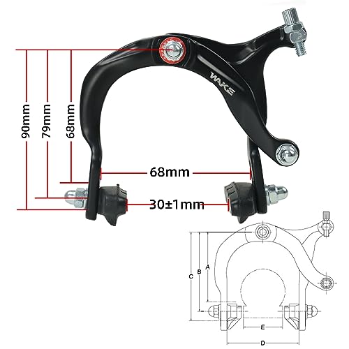 CYSKY Bike Brake, Bicycle C-Type Brakes Calipers, Aluminum Alloy Front & Rear Side Pull, Long Arm Pliers Brake Set for Road Bike, Folding Bike (Black) - Image 2