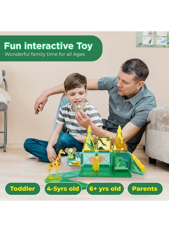 Atlasonix Magnetic Tiles Educational Toys For Ages 4-8 Magnet Building Blocks 54 Set Montessori Cubes For Boys Girls Christmas Birthday Present Gift Sensory Learning Preschool Daycare Kindergarden  - Image 4