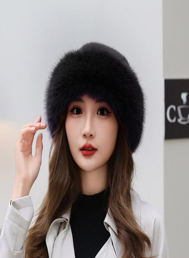 BSYLOO Thickened Faux Fur Warm Hat, Luxurious Women’s Faux Mink Mongolian Hat, Versatile New Winter Beret for Women Girls Black - Image 2