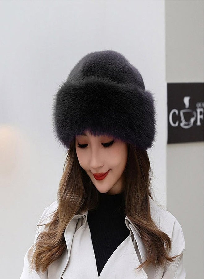 BSYLOO Thickened Faux Fur Warm Hat, Luxurious Women’s Faux Mink Mongolian Hat, Versatile New Winter Beret for Women Girls Black - Image 3